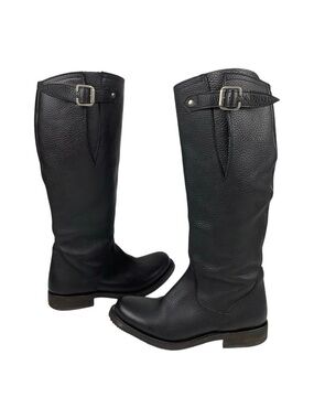 Independent Boot Co McKinley Black Pebbled Leather Boots Sz 8